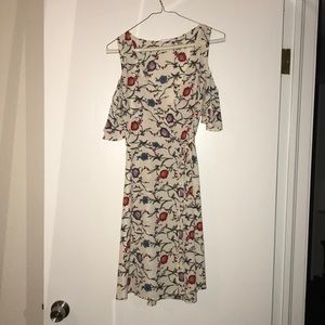 LUSH Cold Shoulder Wrap dress - white with flowers